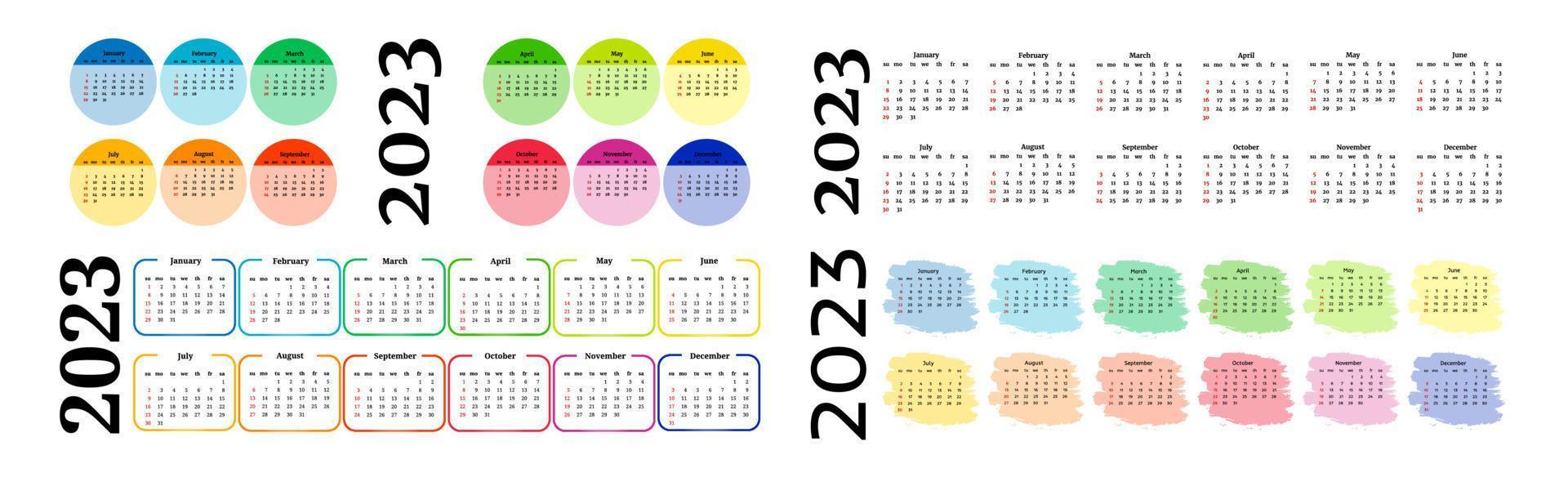 calendario para 2023 aislado en un fondo blanco vector