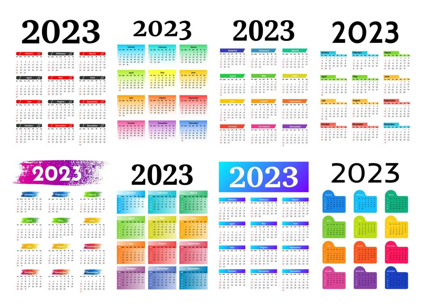 Calendar for 2023 isolated on a white background vector