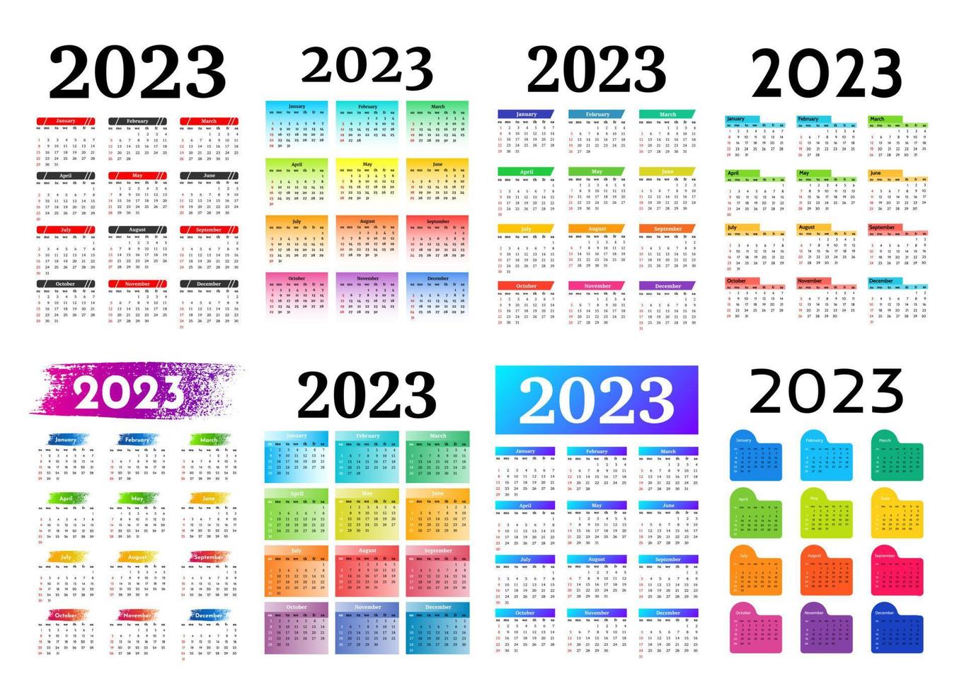 calendario para 2023 aislado en un fondo blanco vector