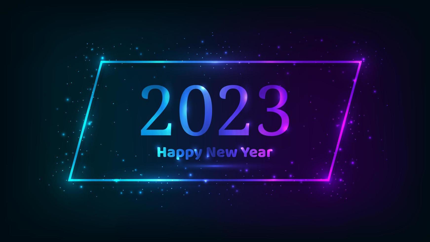 2023 Happy New Year neon background vector