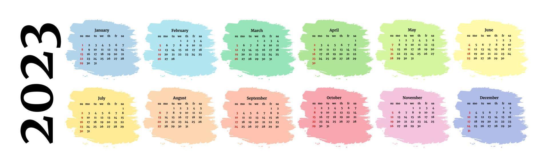 calendario para 2023 aislado en un fondo blanco vector