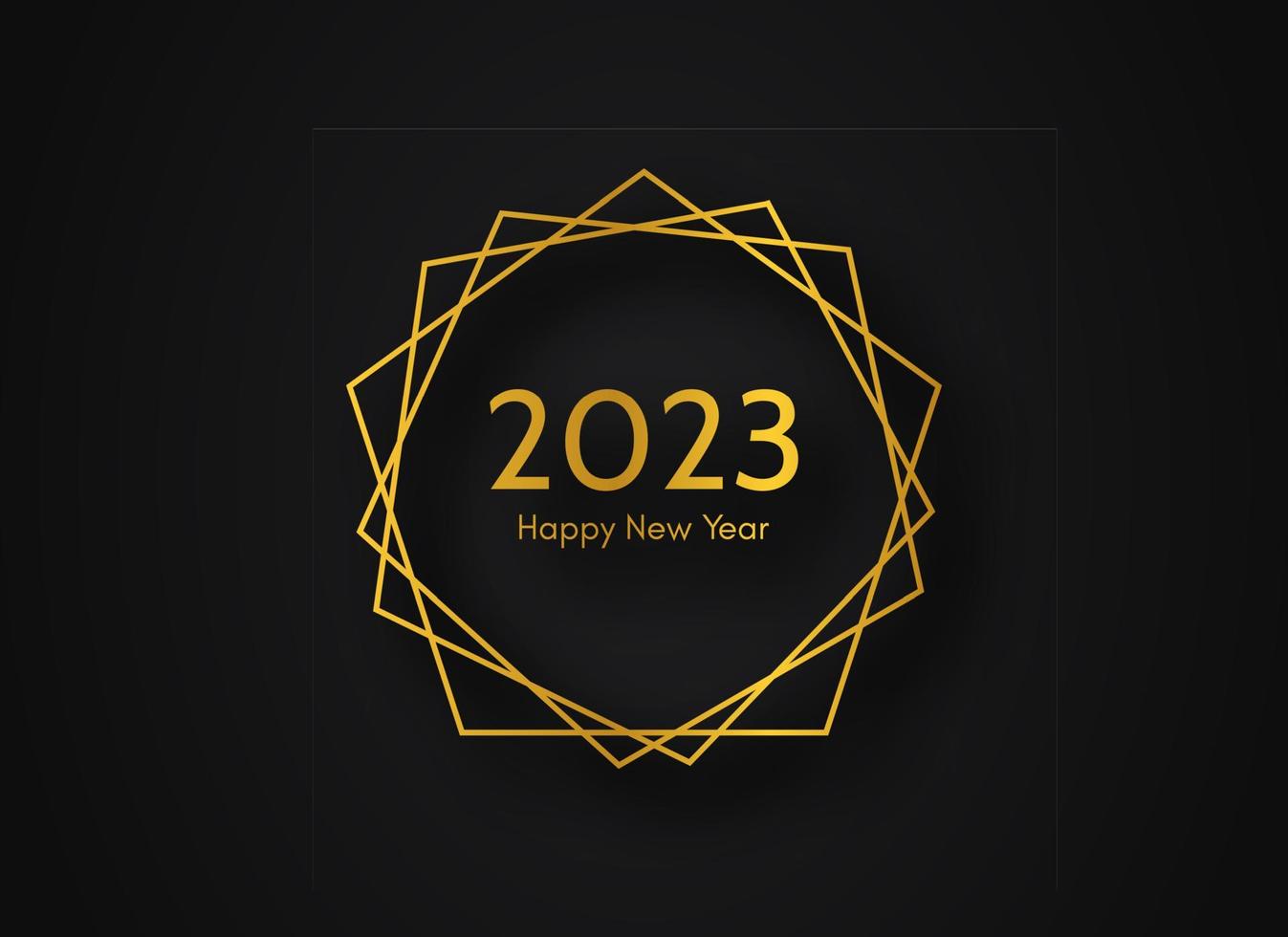 2023 Happy New Year gold geometric polygonal background vector