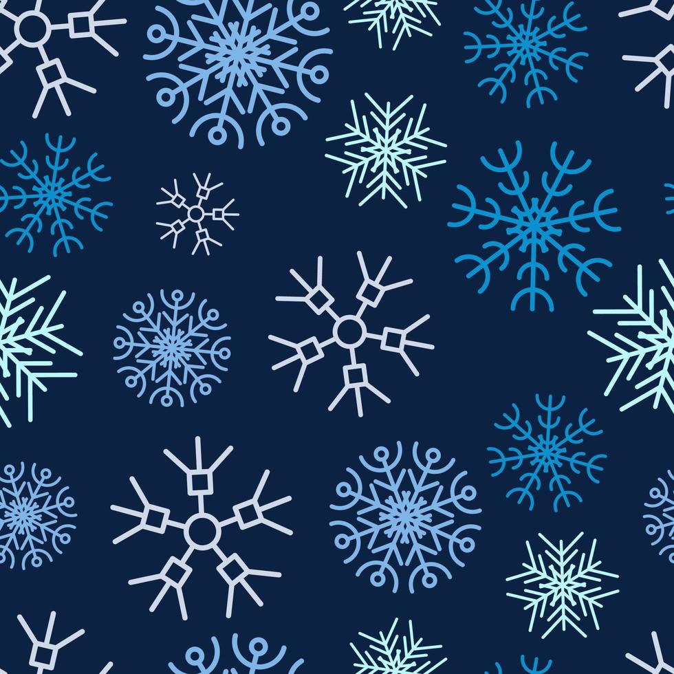 Snowflakes seamless background. Christmas and New Year decoration elements. Vector illustration.