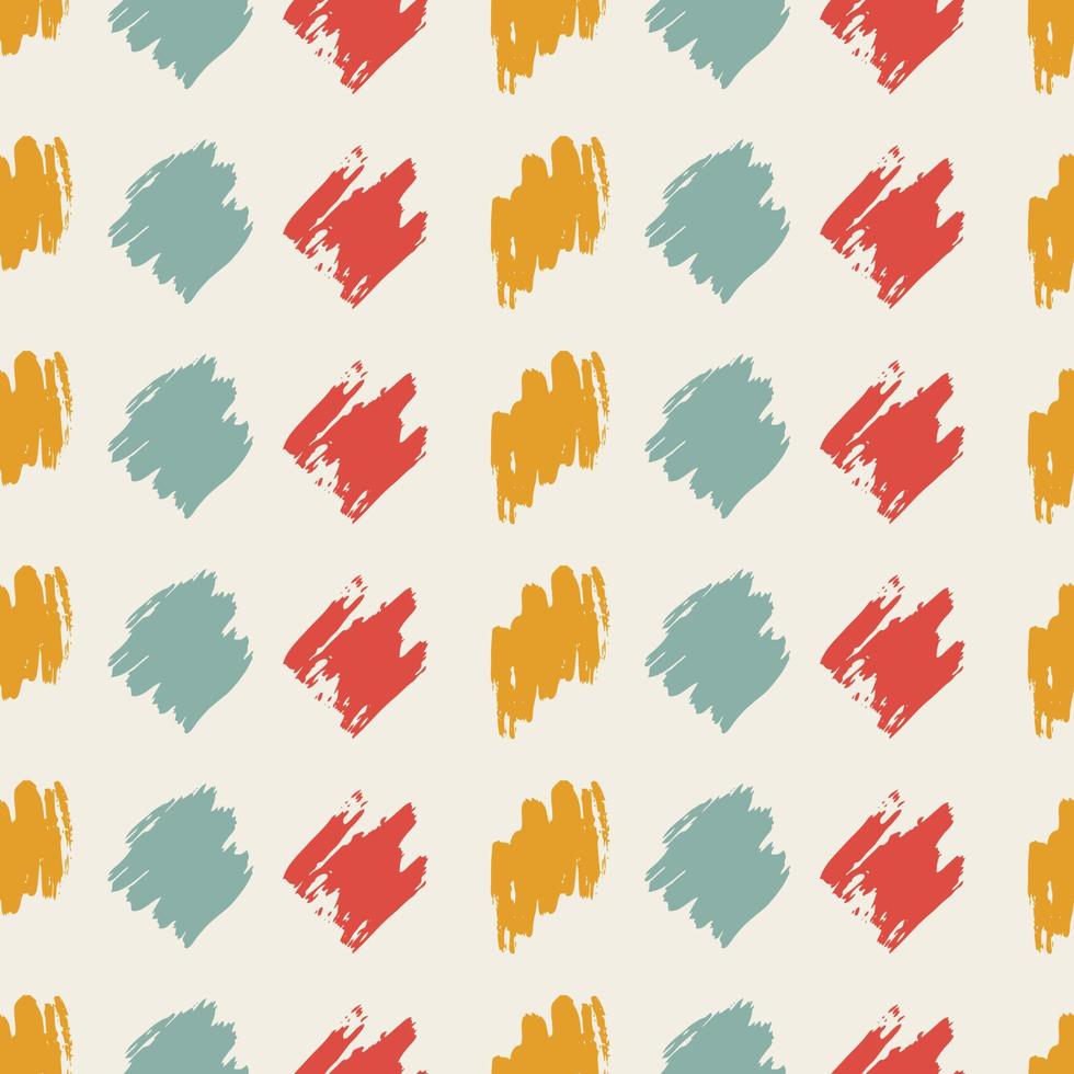 Seamless pattern with colorful hand drawn scribble smear on white background. Abstract grunge texture. Vector illustration