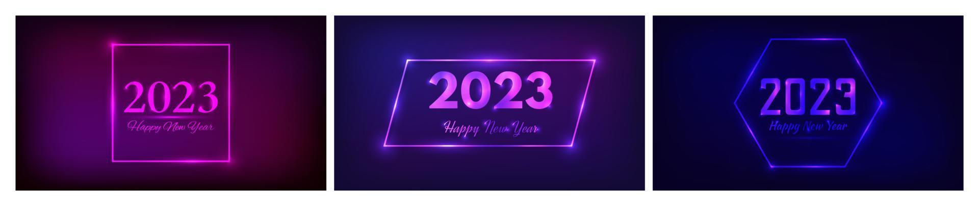 Fondo de neón de feliz año nuevo 2023 vector