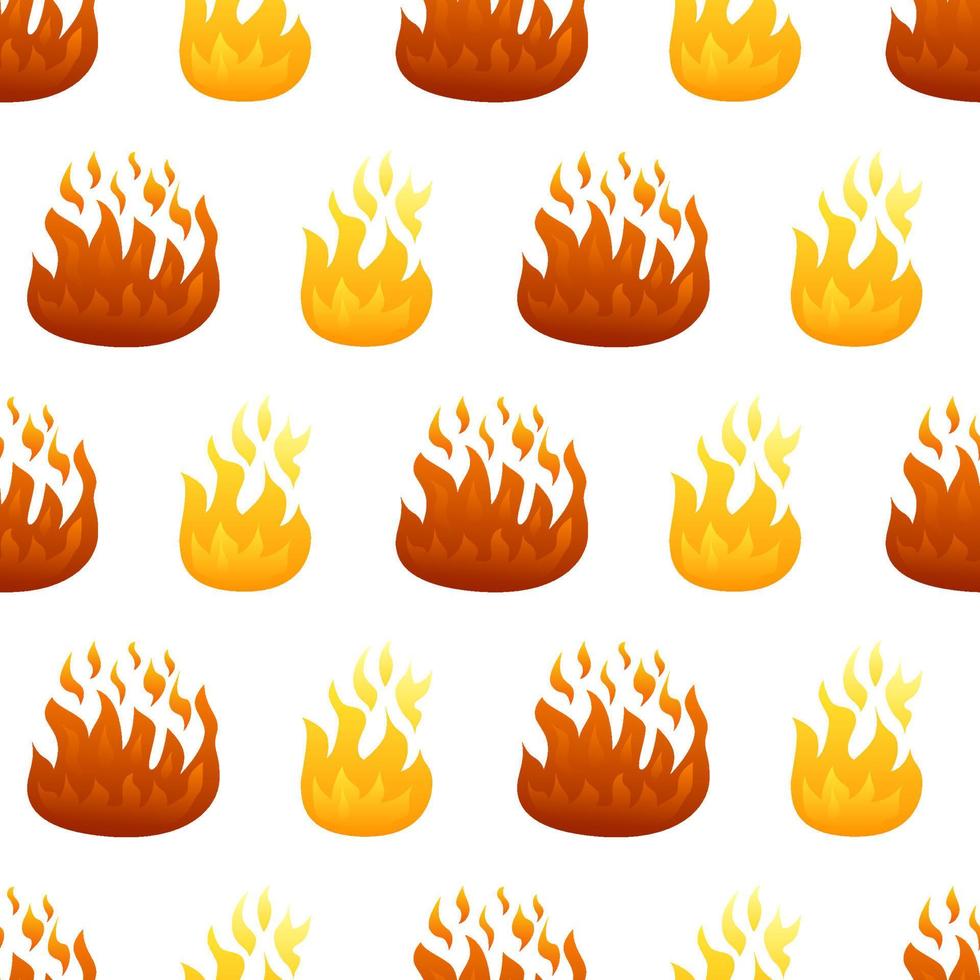 Seamless pattern with fire flame on white background. Vector illustration.