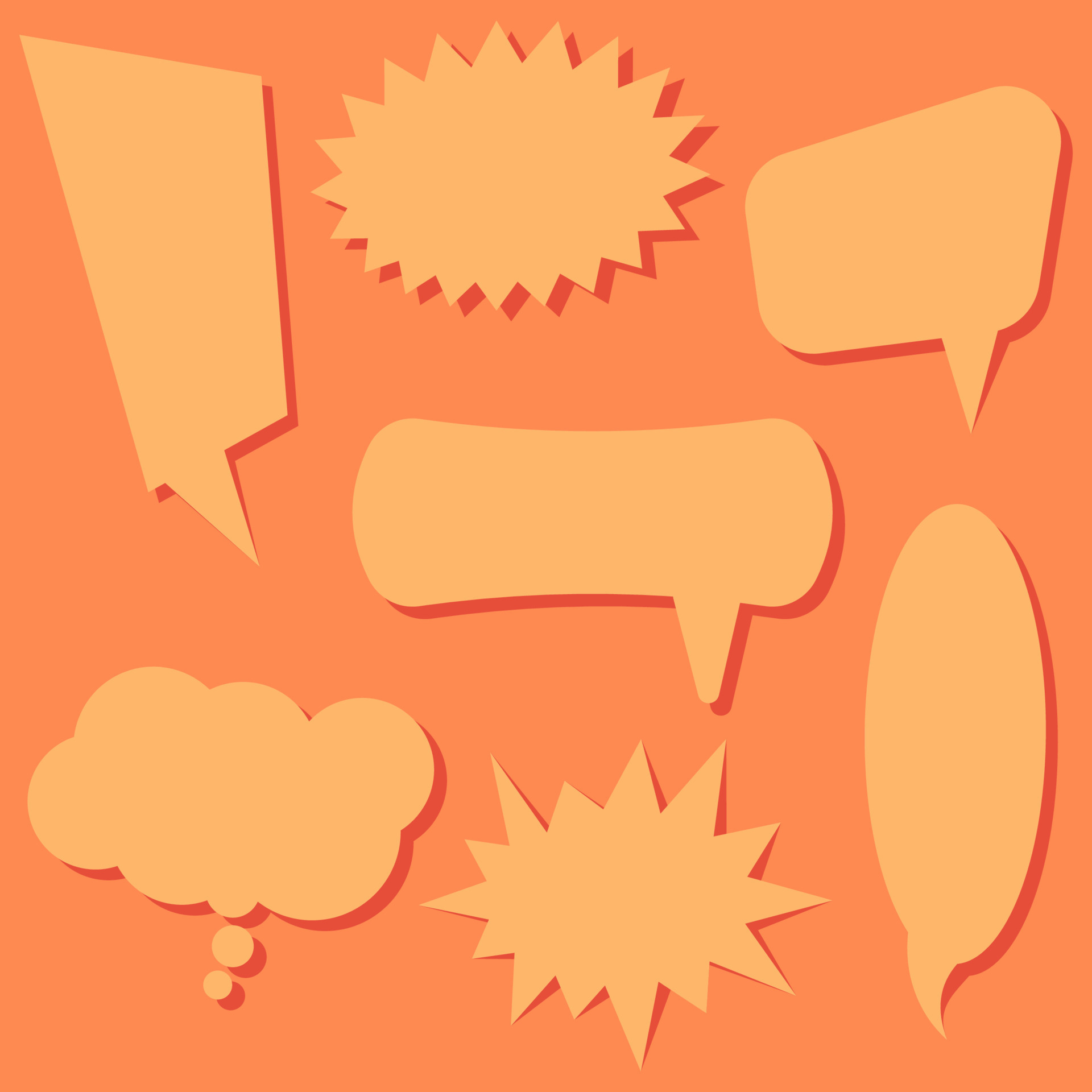 set-of-speech-bubbles-on-a-orange-background-speech-bubbles-without