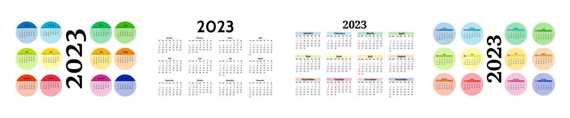 calendario para 2023 aislado en un fondo blanco vector