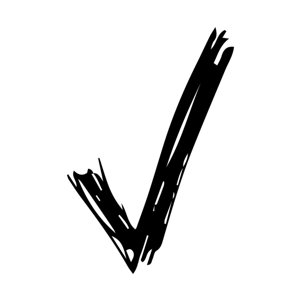 símbolo de verificación dibujado a mano. símbolo de verificación de boceto negro sobre fondo blanco. ilustración vectorial vector