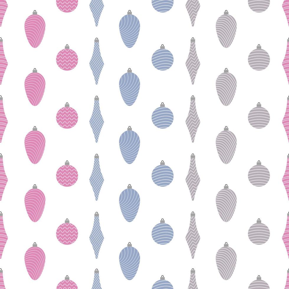 Seamless pattern with christmas balls on white background. Vector illustration
