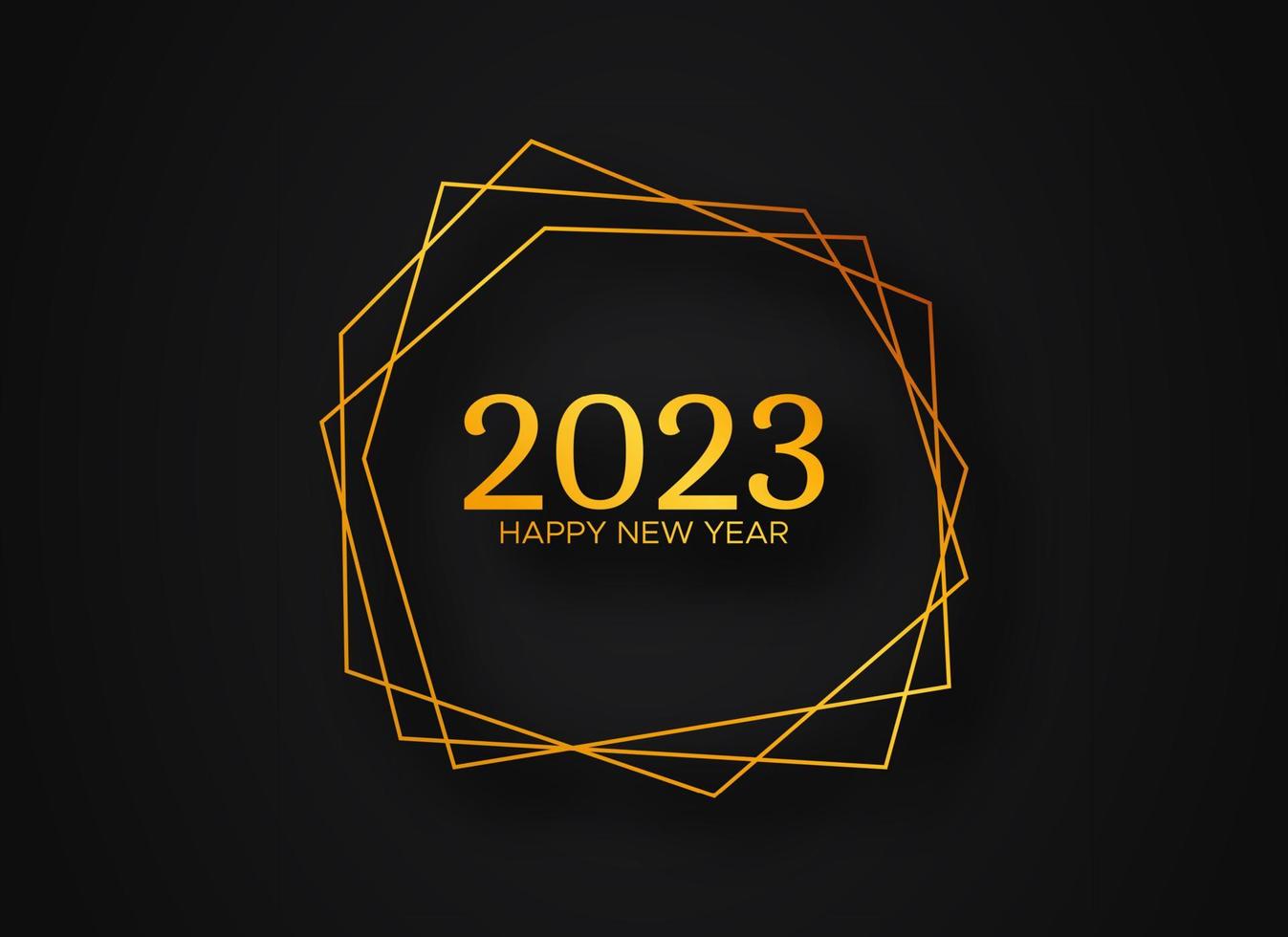 2023 Happy New Year gold geometric polygonal background vector