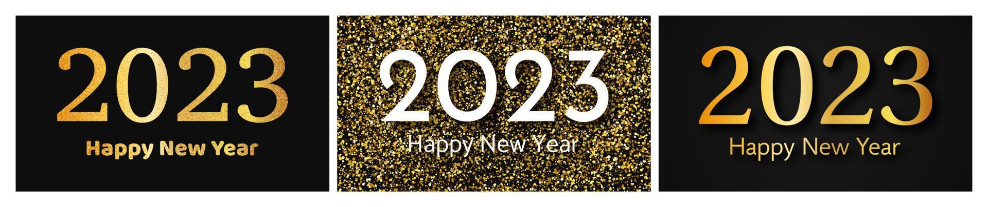 2023 Happy New Year gold background vector