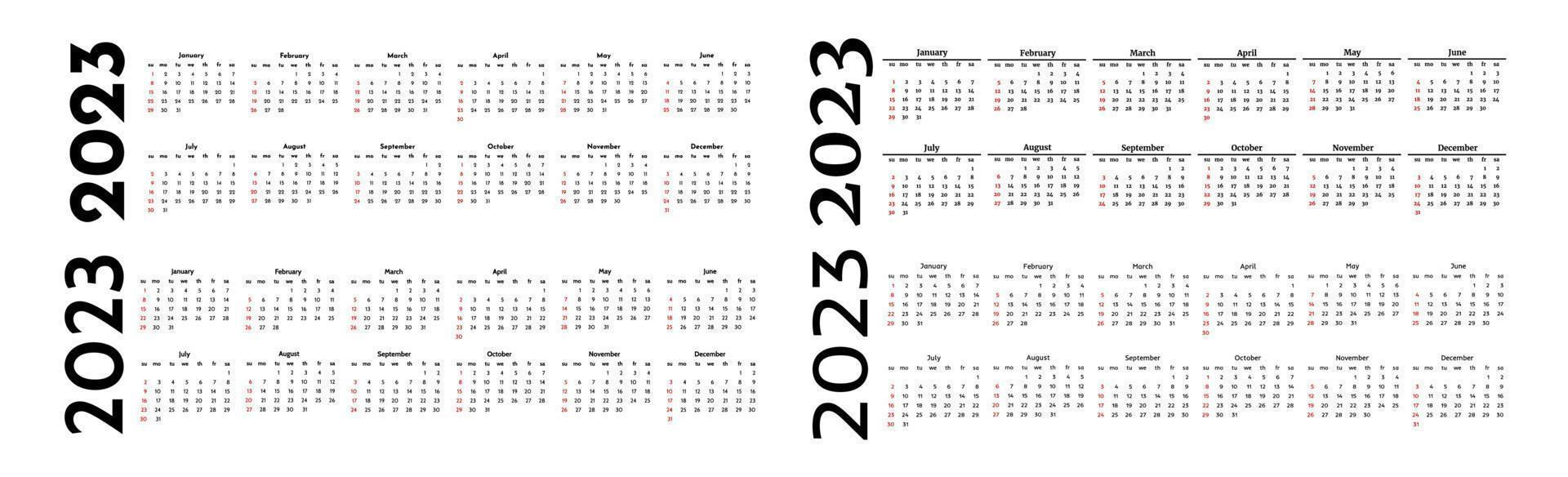 calendario para 2023 aislado en un fondo blanco vector