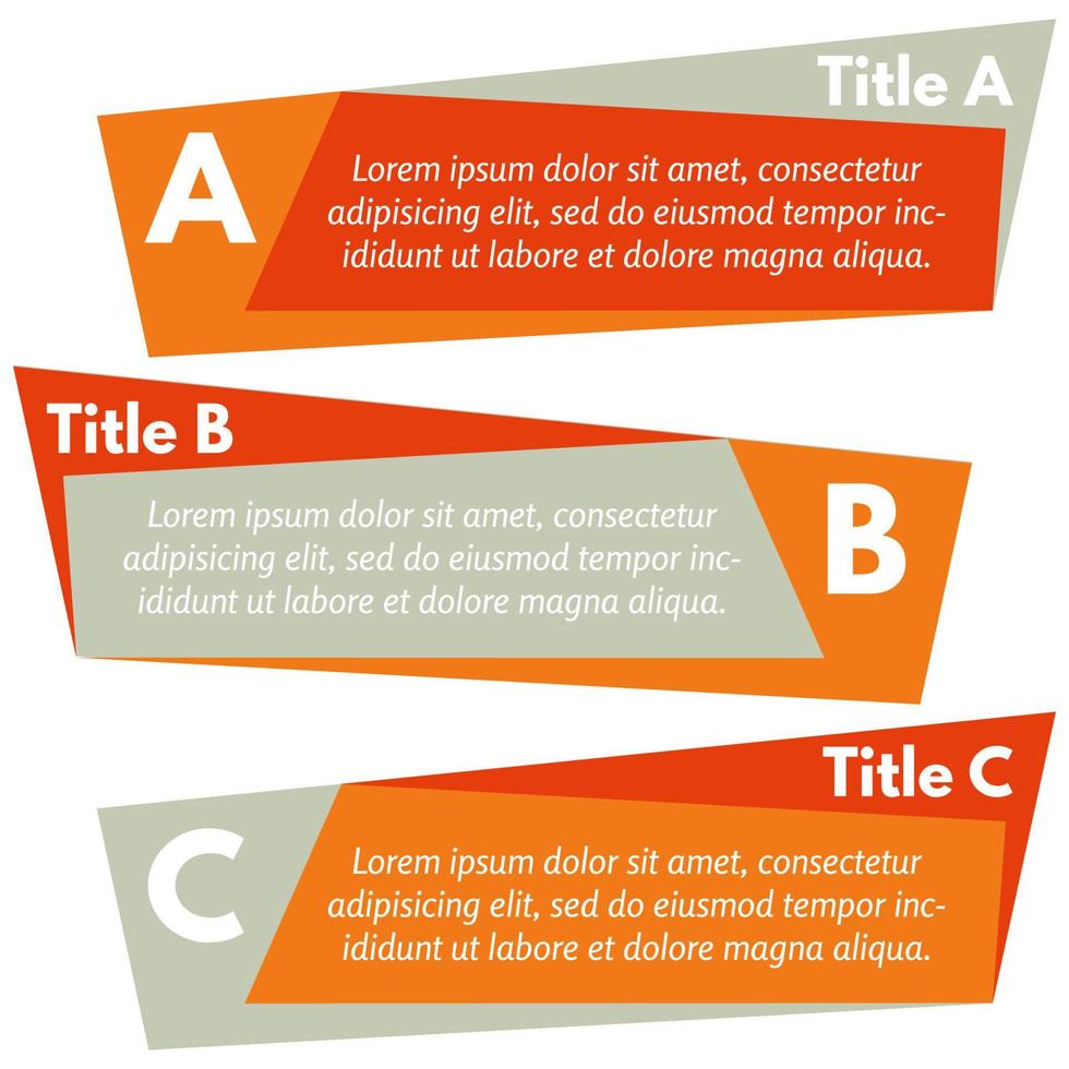 conjunto de tres banners de opciones de colores horizontales. plantilla de diseño infográfico paso a paso. ilustración vectorial vector