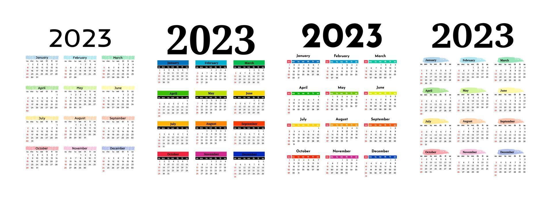 calendario para 2023 aislado en un fondo blanco vector