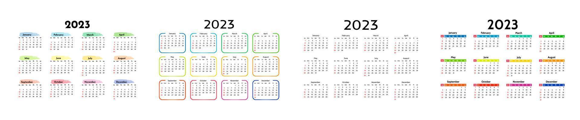 Calendar for 2023 isolated on a white background vector