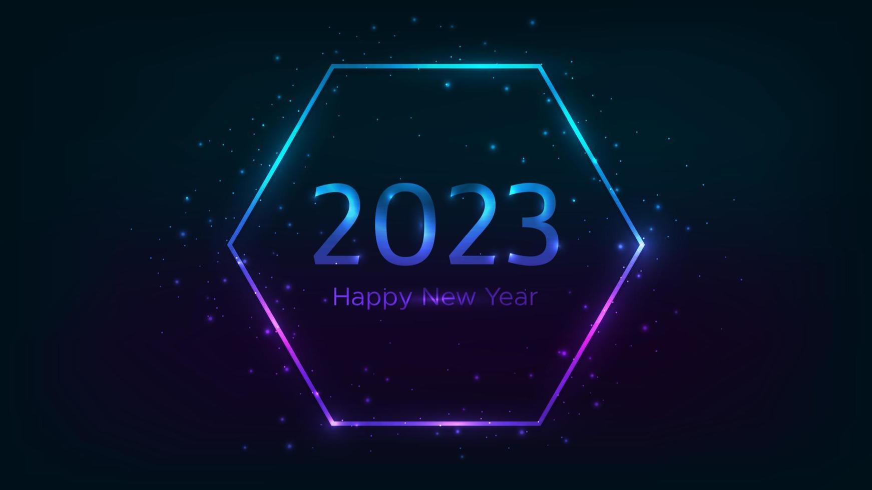 2023 Happy New Year neon background vector