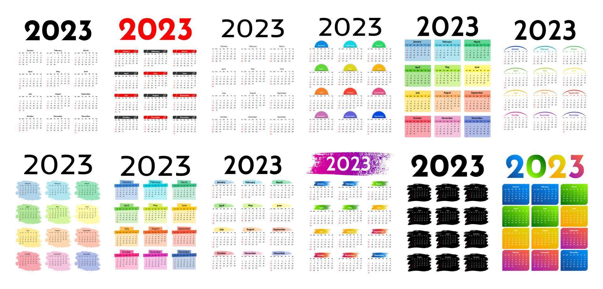 calendario para 2023 aislado en un fondo blanco vector