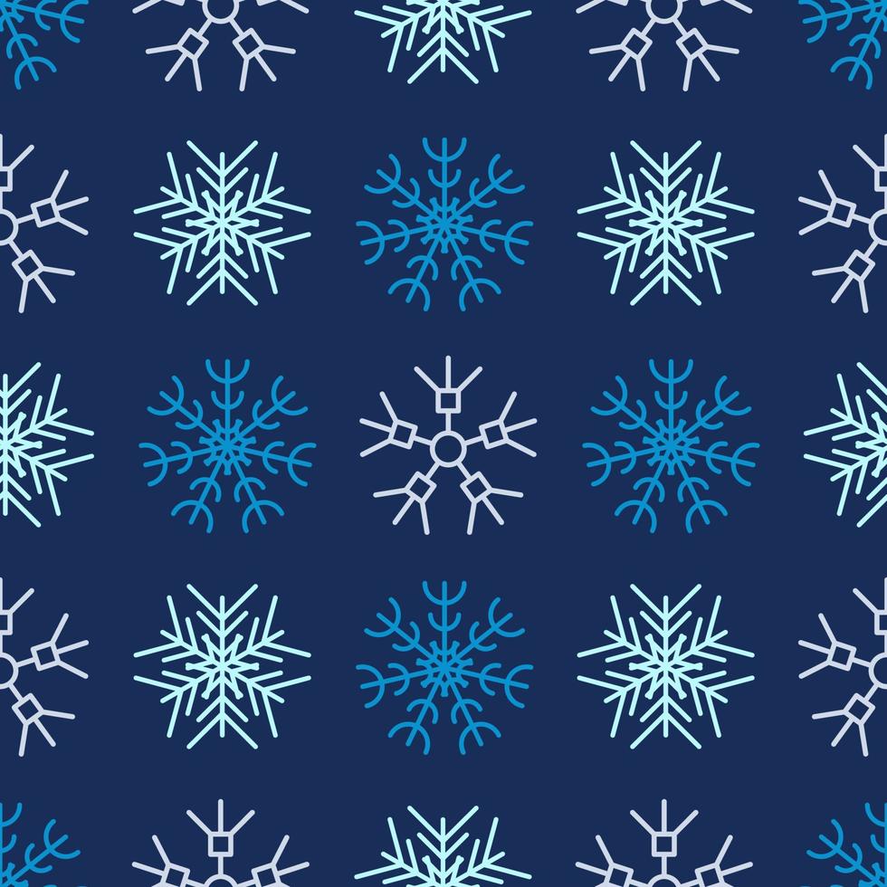 Snowflakes seamless background. Christmas and New Year decoration elements. Vector illustration.