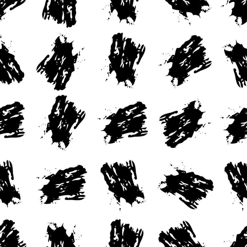 Seamless pattern with hand drawn black circle scribble smear. Abstract grunge texture. Vector illustration