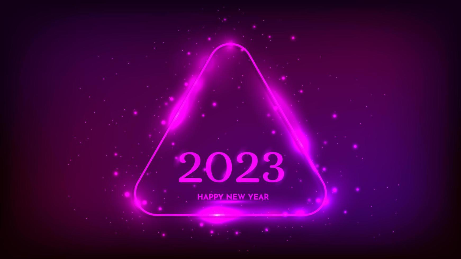 Fondo de neón de feliz año nuevo 2023 vector