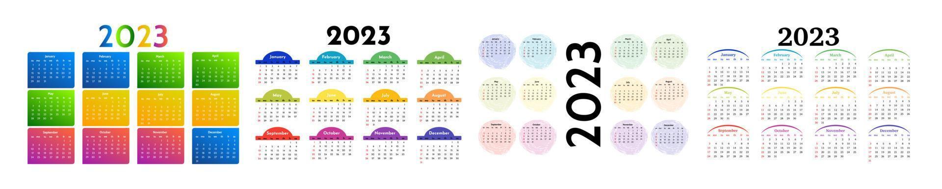 Calendar for 2023 isolated on a white background vector