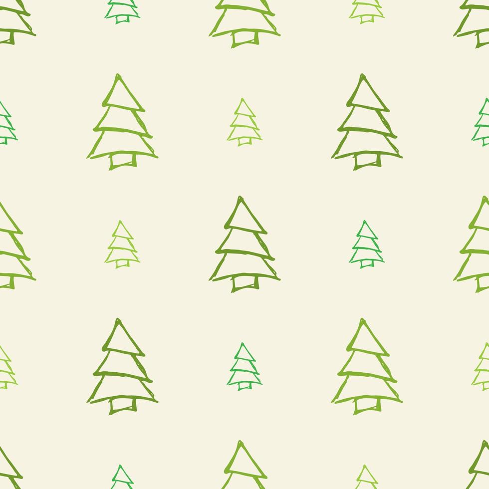 patrón sin costuras con árboles de navidad dibujados a mano. abetos esbozados. elementos de doodle de vacaciones de invierno. ilustración vectorial vector
