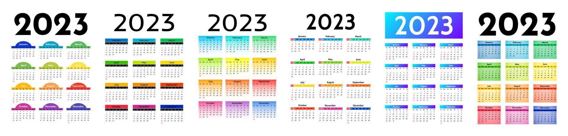 calendario para 2023 aislado en un fondo blanco vector