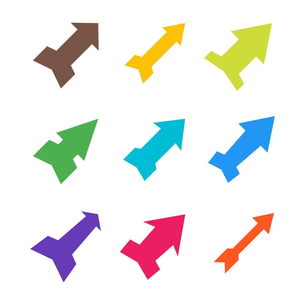 Set of multicolored various arrows. Vector illustration