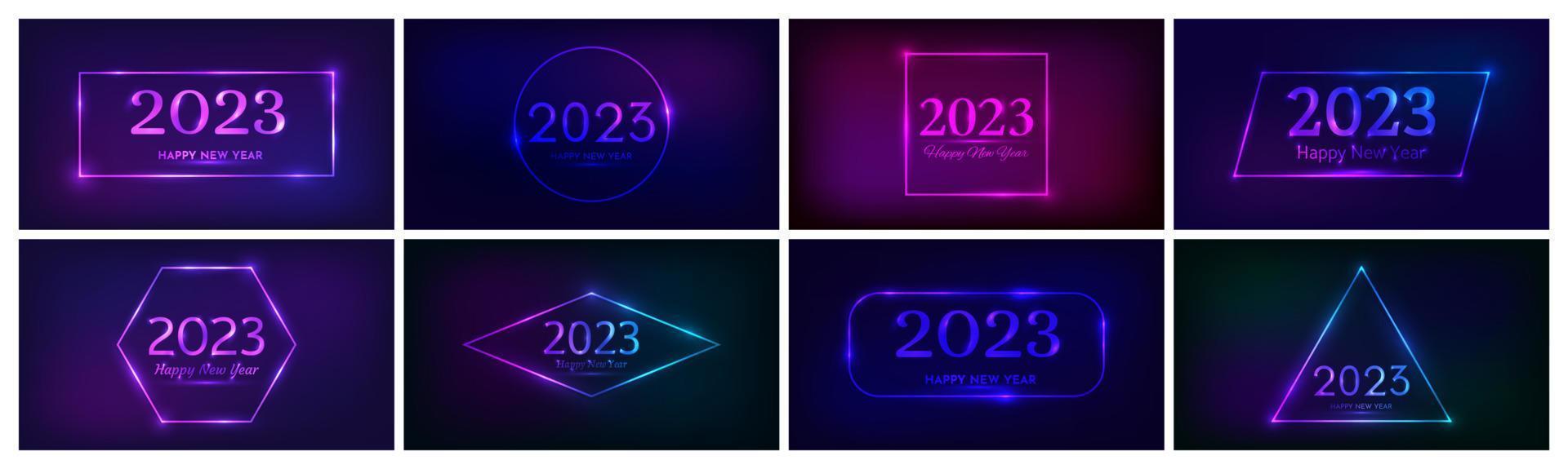 2023 Happy New Year neon background vector