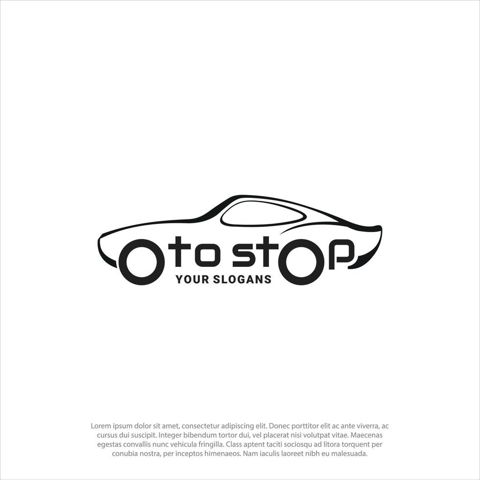 inspiración de la plantilla de diseño del logotipo del coche, ilustración vectorial, logotipo del vehículo, logotipo del automóvil con forma de coche y rotulación oto stop vector