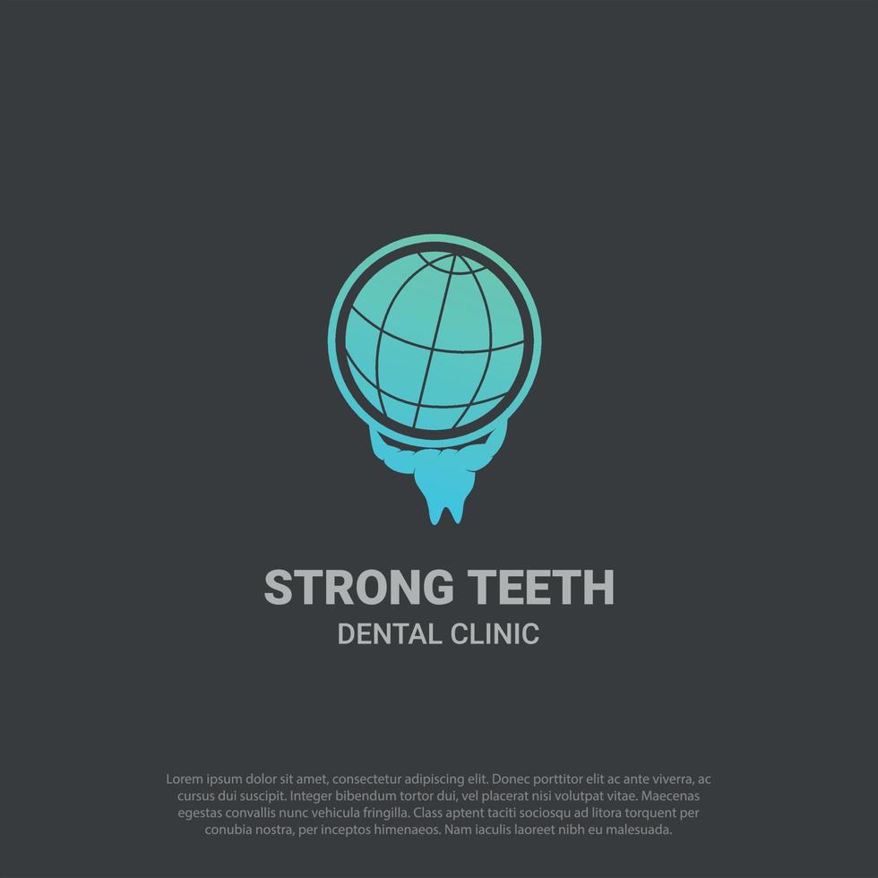 Strong healthy tooth with muscles, lifting biceps. Dental care, concept. Motivation banner - care of teeth, space for message, text. Vector illustration, design element, isolated on black background.