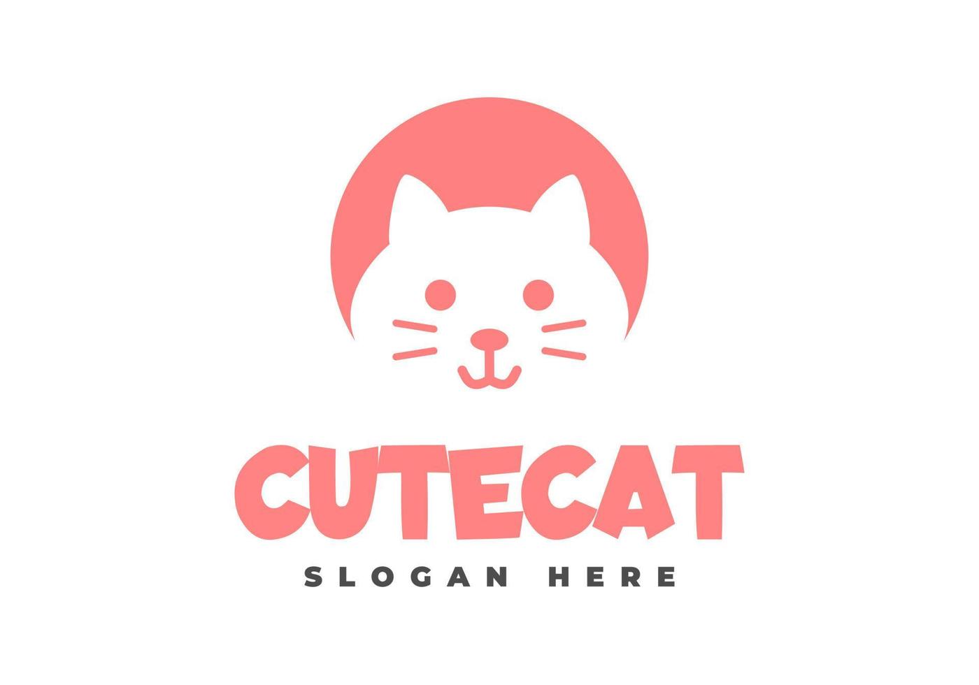 Cute white cat cartoon, vector illustration