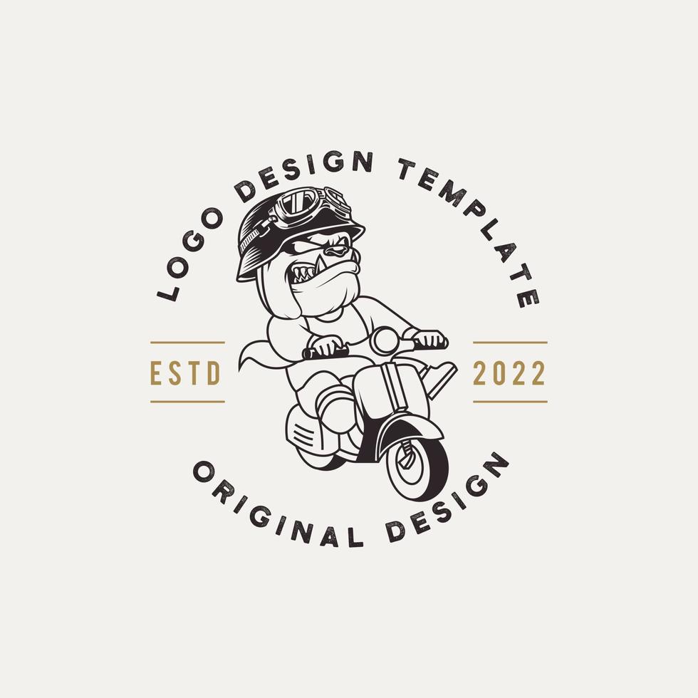 illustrator logo template rider, with vespa bulldog character. vector