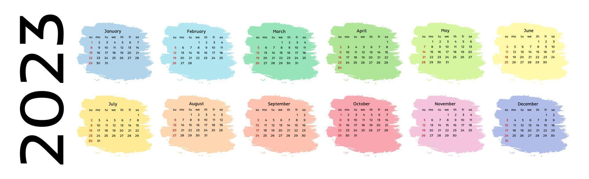 Calendar for 2023 isolated on a white background vector