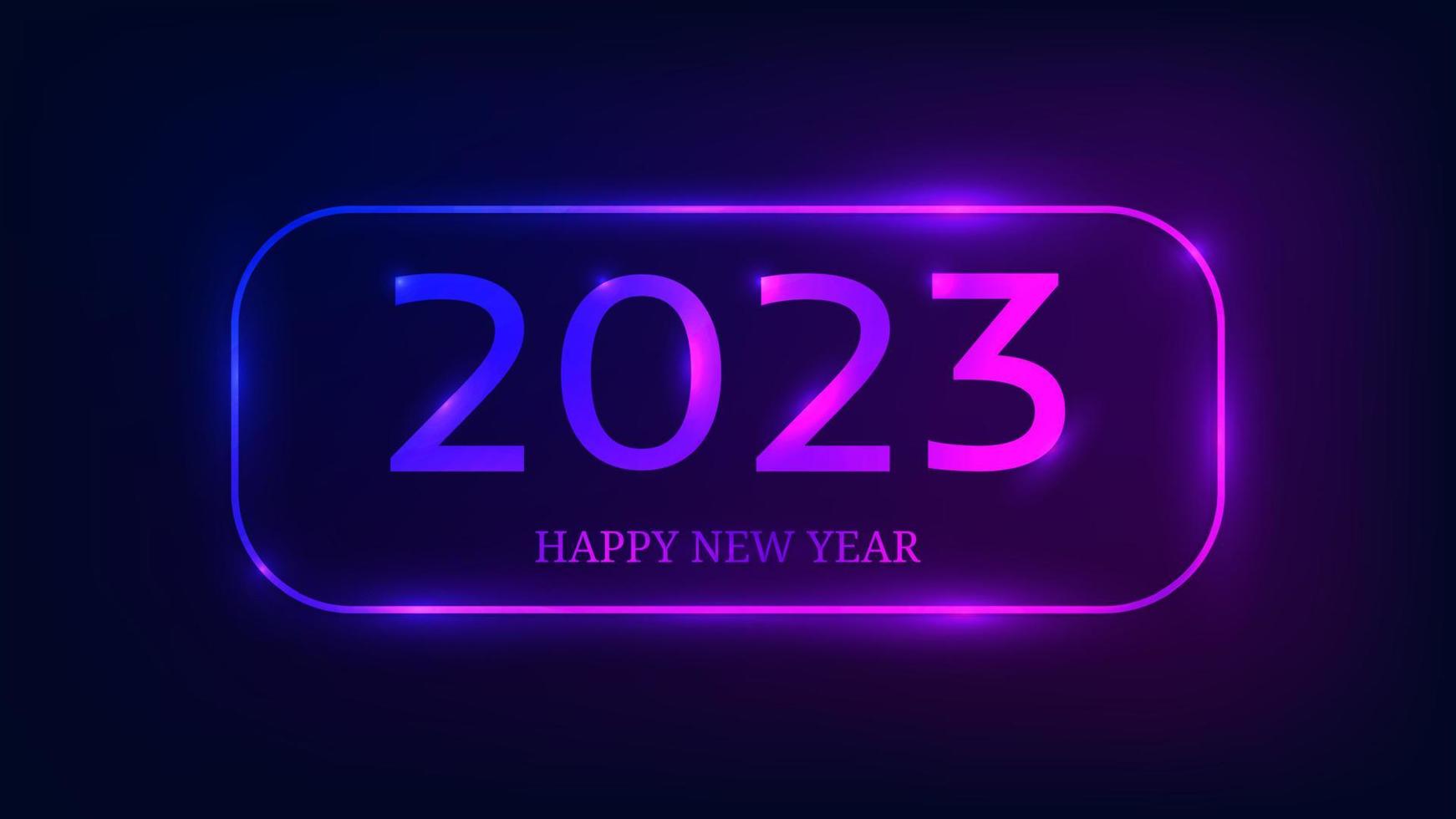 2023 Happy New Year neon background vector
