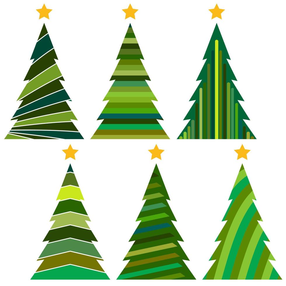Set of Christmas trees. Isolated vector illustration for Merry Christmas and Happy New Year.