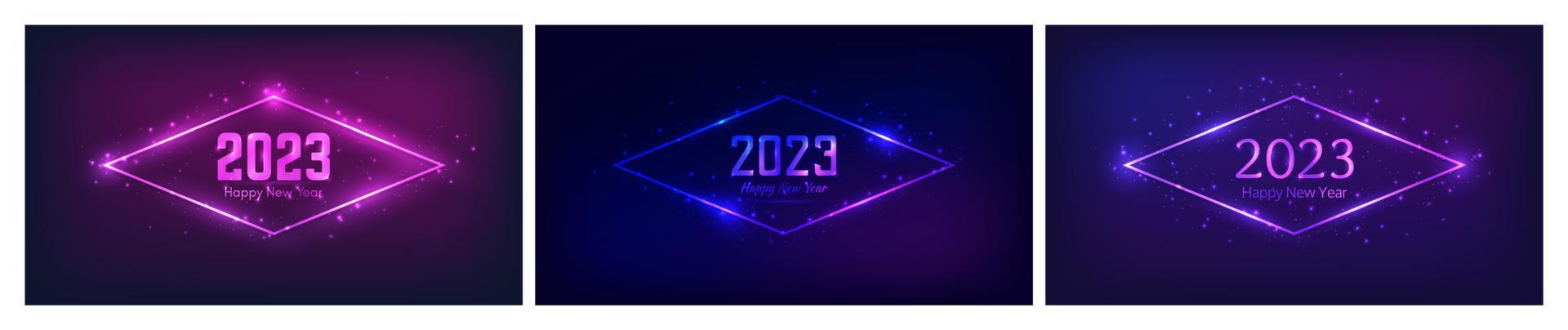 2023 Happy New Year neon background vector