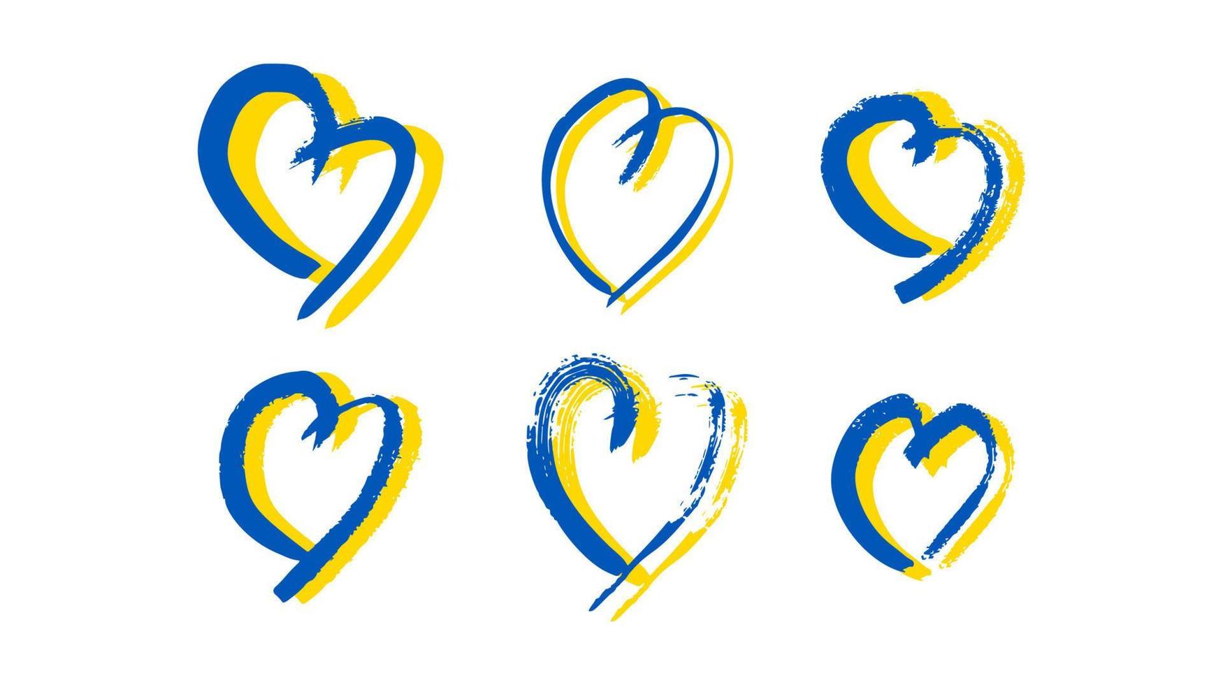corazón dibujado a mano en colores ucranianos vector