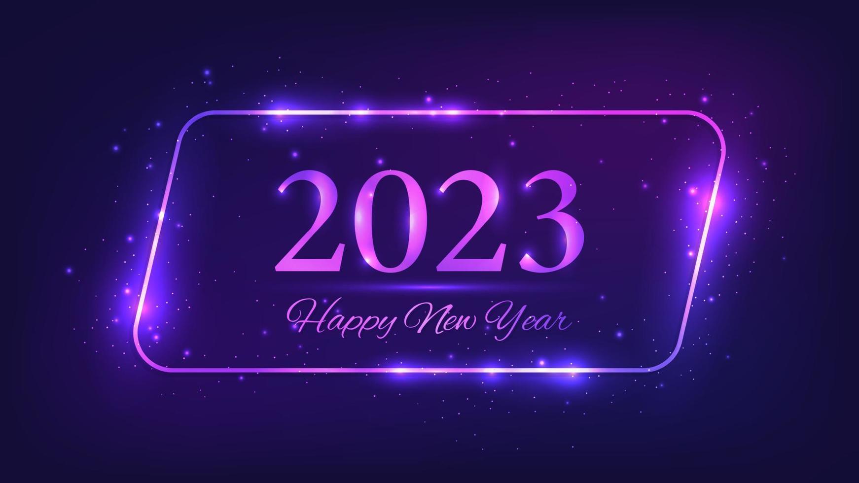 Fondo de neón de feliz año nuevo 2023 vector