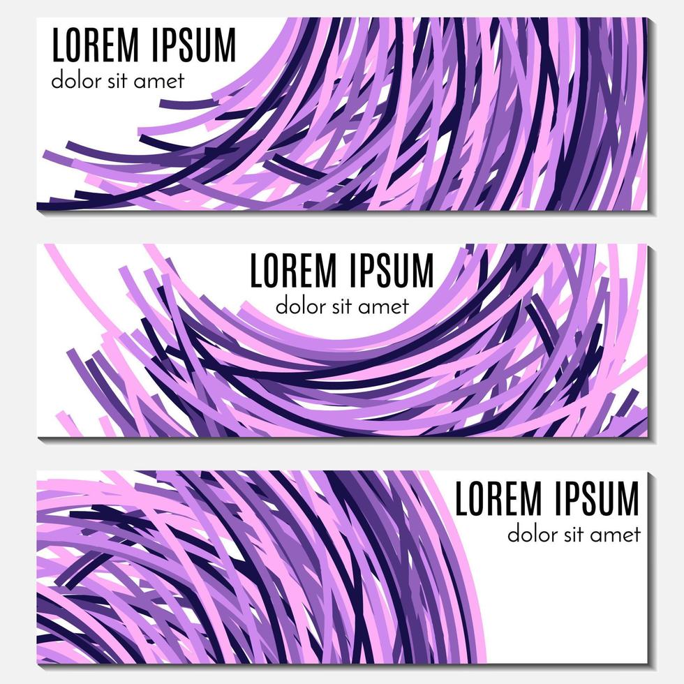 Set of blue abstract header banners with curved lines and place for text. Vector backgrounds for web design.