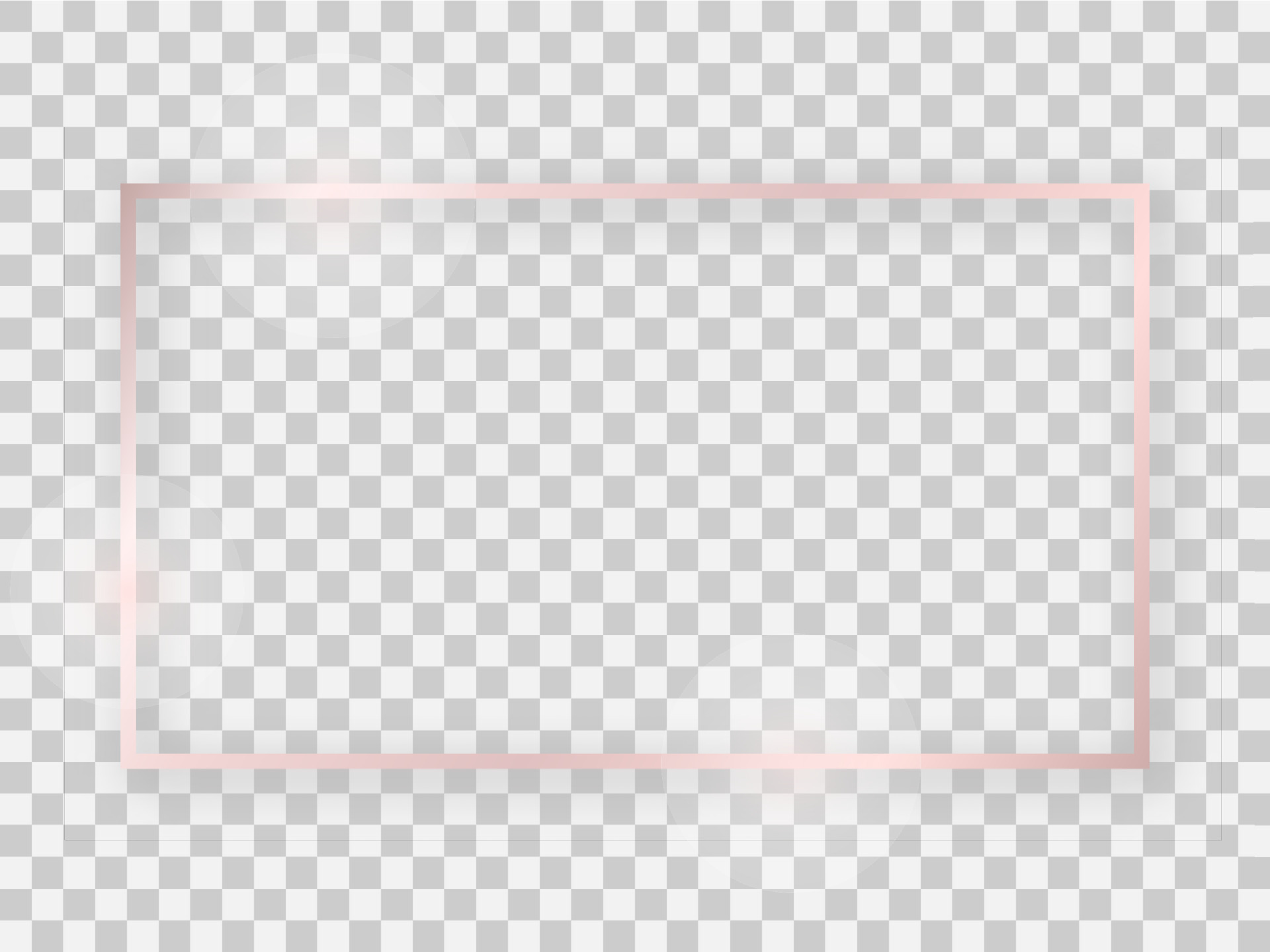 Rose gold shiny 16x9 rectangular frame with glowing effects and shadows