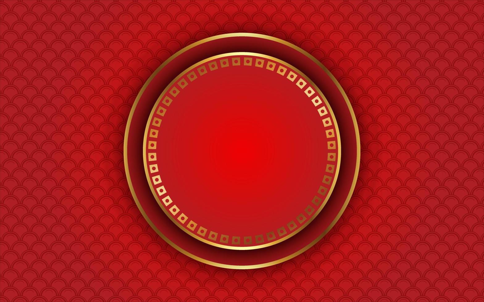 Red Pattern Chinese with Circle Frame Background vector