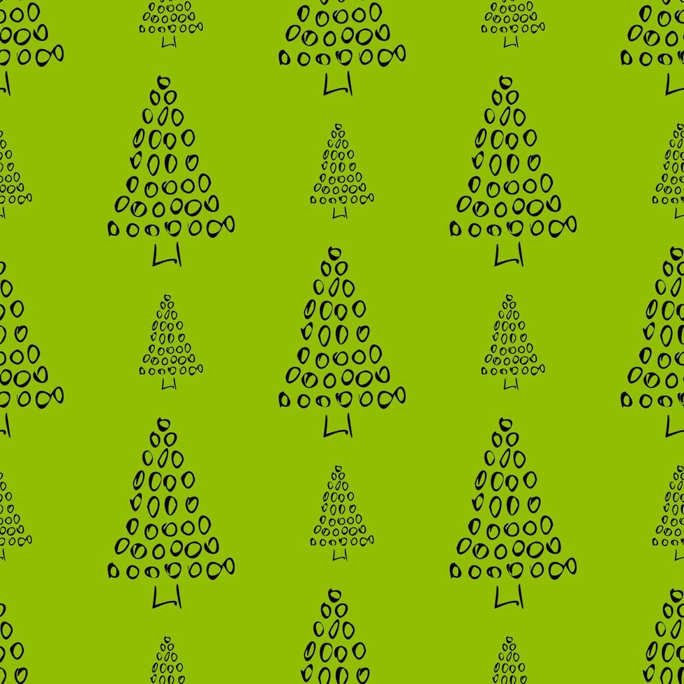 Seamless pattern with hand drawn Christmas trees. Sketched firs. Winter holiday doodle elements. Vector illustration