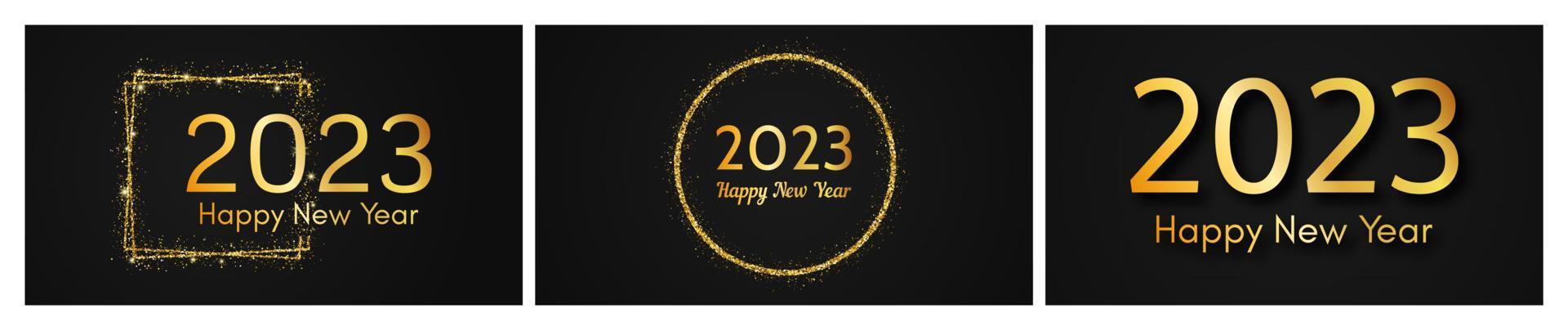 2023 Happy New Year gold background vector