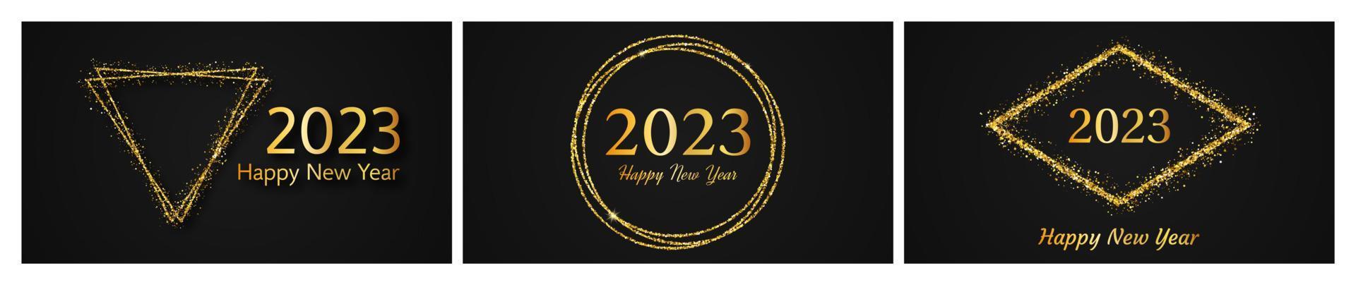 2023 Happy New Year gold background vector