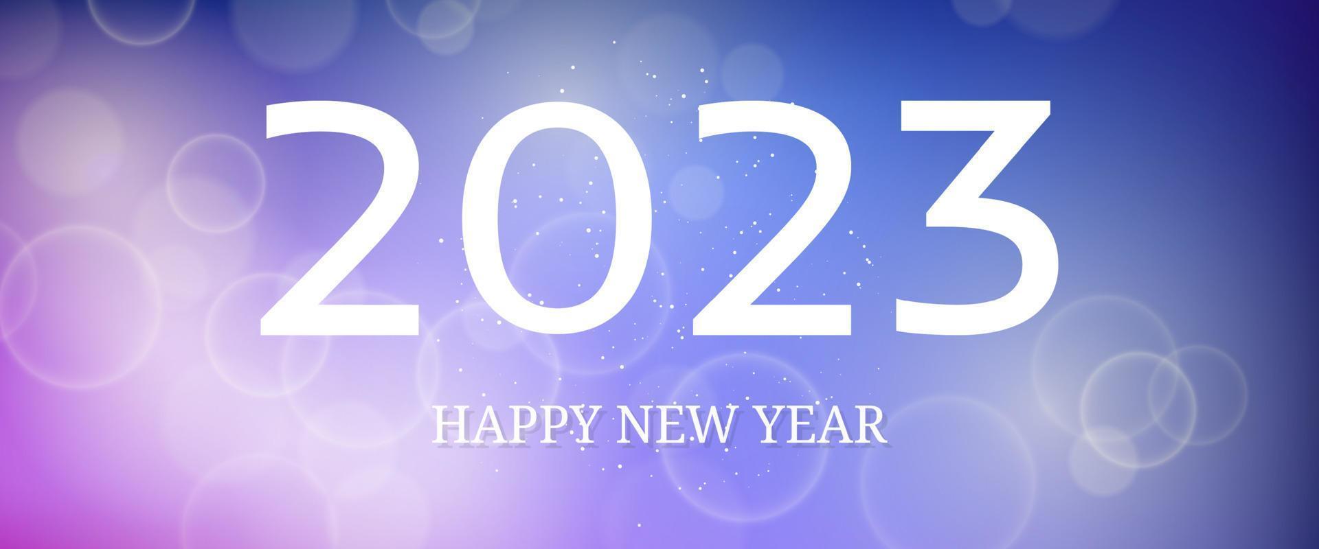Happy new year 2023 incription on blurred background vector
