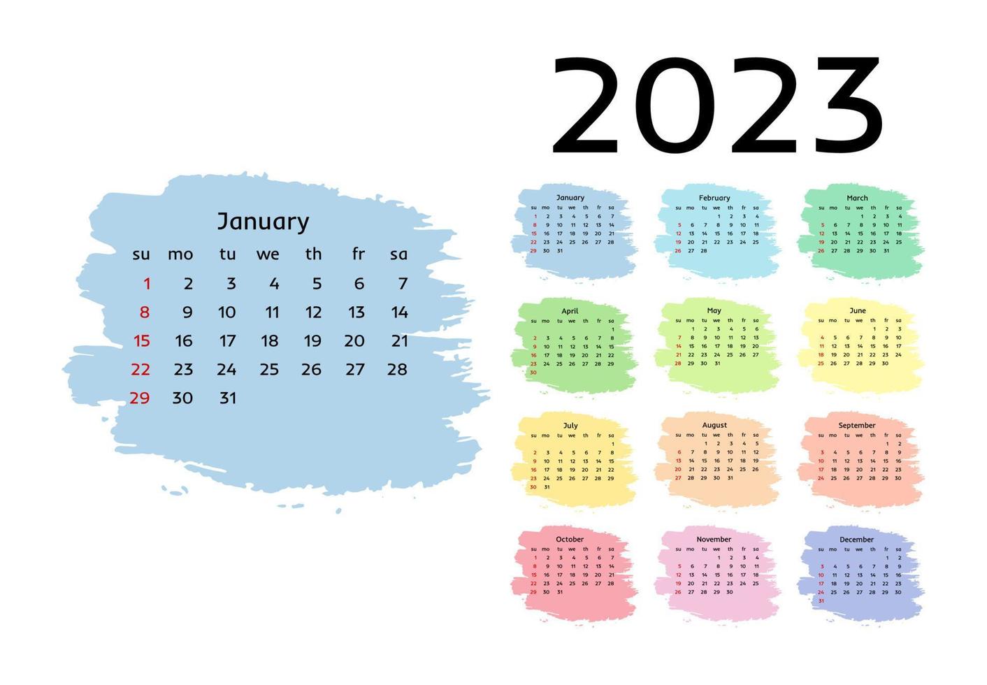 calendario para 2023 aislado en un fondo blanco vector