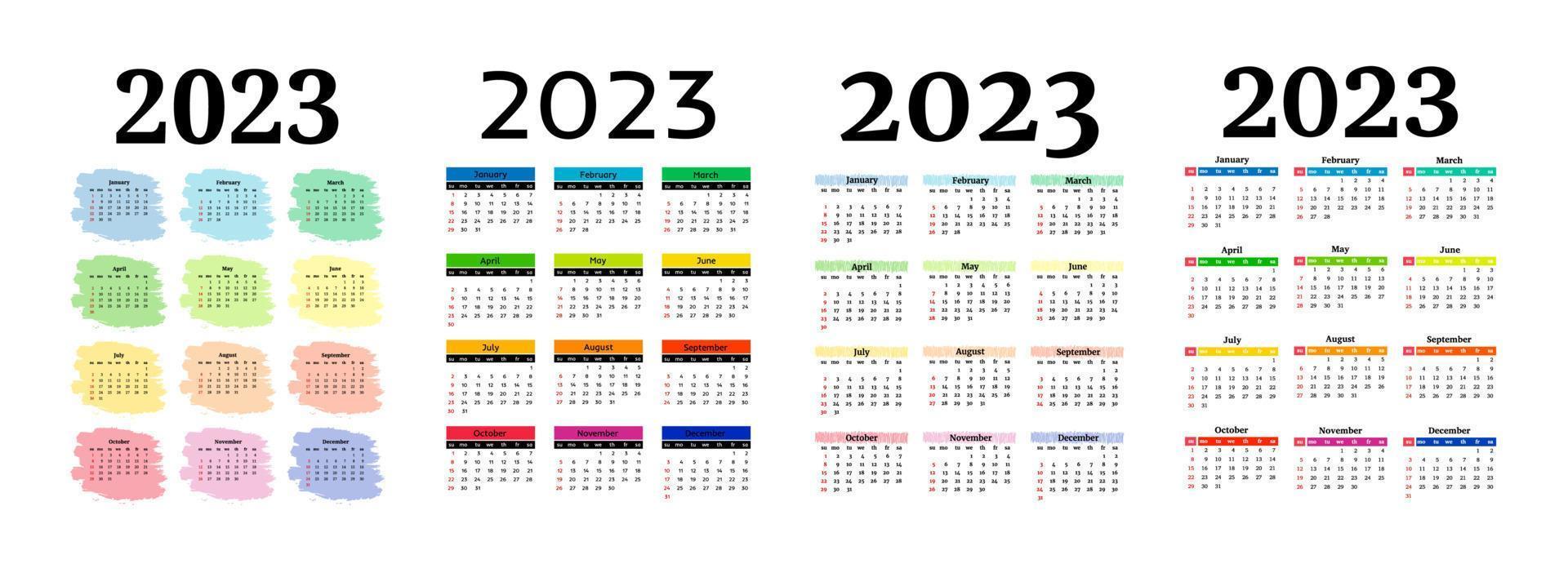 Calendar for 2023 isolated on a white background vector