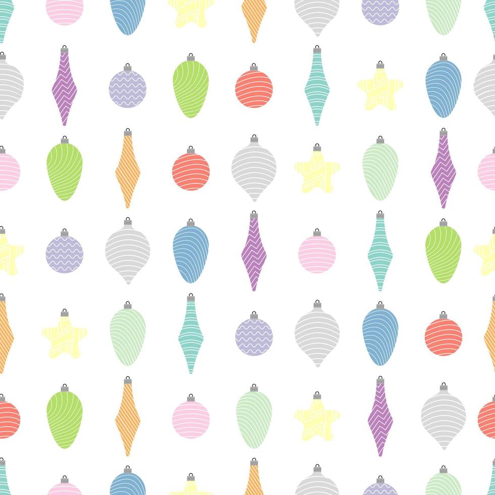 Seamless pattern with christmas balls on white background. Vector illustration